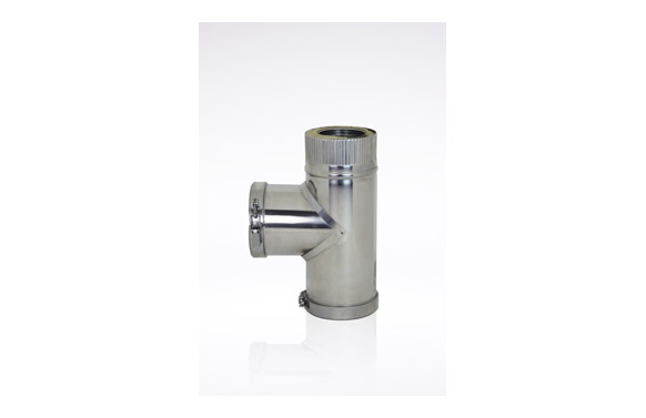 TE + TAPA - TUBO PARED ESTUFA PELLET DOBLE INOX 316L Ø80 MM- TE 90º TTPD8064J 1